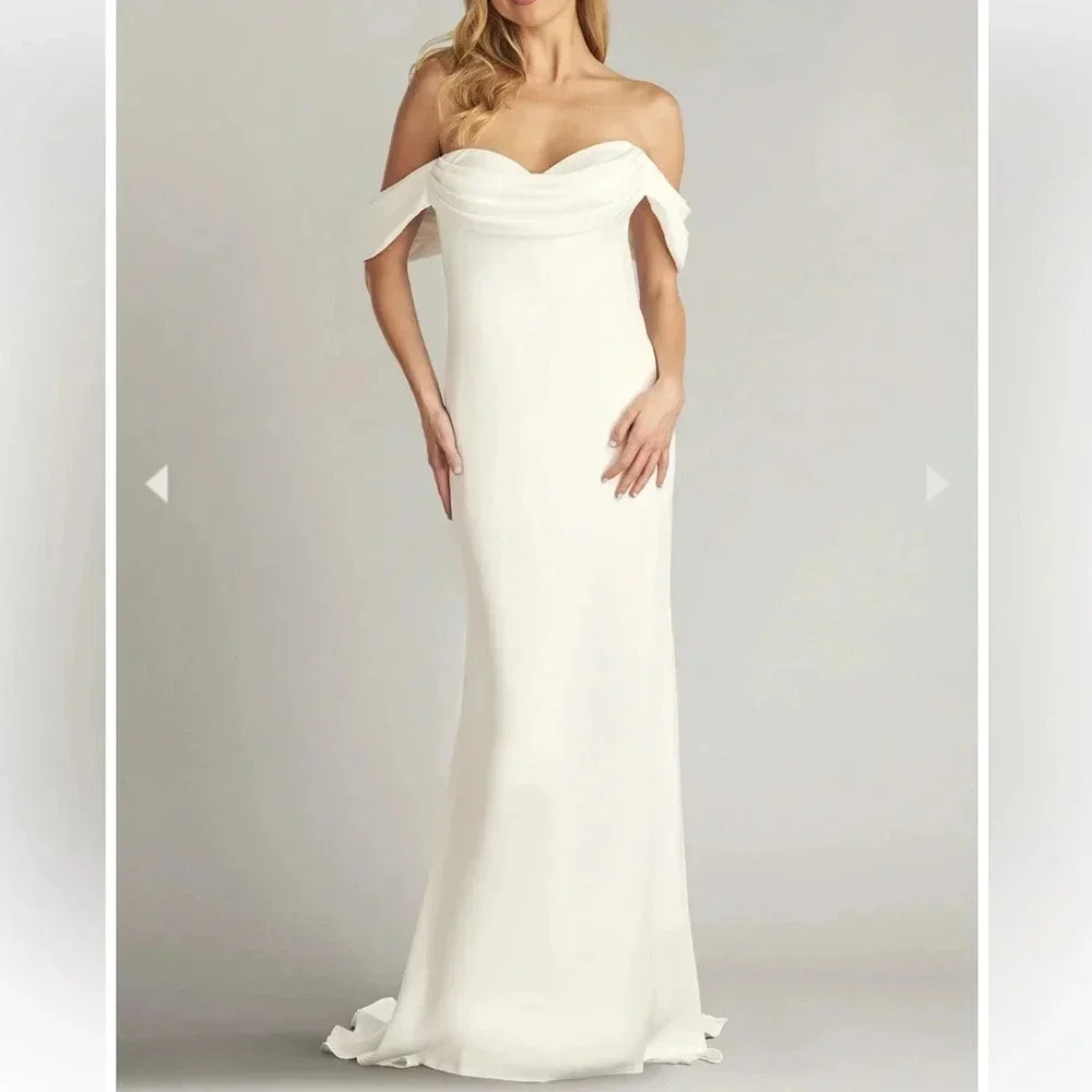New! Anthropologie weddings AMISHTA OFF-THE-SHOULDER CREPE GOWN